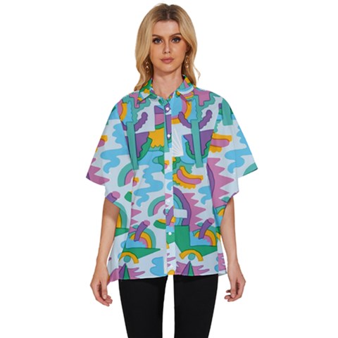 Pattern Hotdog Trap Women s Batwing Button Up Shirt by Ndabl3x