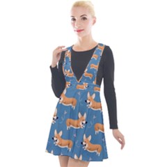 Corgi Patterns Plunge Pinafore Velour Dress by Ndabl3x