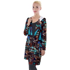 Stained Glass Mosaic Abstract Hooded Pocket Cardigan by Sarkoni