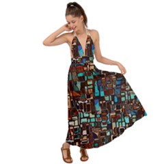 Stained Glass Mosaic Abstract Backless Maxi Beach Dress by Sarkoni