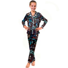 Stained Glass Mosaic Abstract Kids  Satin Long Sleeve Pajamas Set by Sarkoni