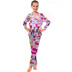 The Framework Paintings Square Kids  Satin Long Sleeve Pajamas Set by Sarkoni