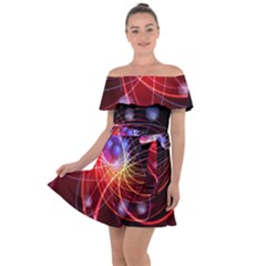 Physics Quantum Physics Particles Off Shoulder Velour Dress by Sarkoni