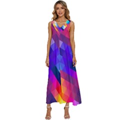 Abstract Background Colorful Pattern V-neck Sleeveless Loose Fit Overalls by Sarkoni