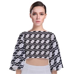 Pattern Monochrome Repeat Tie Back Butterfly Sleeve Chiffon Top by Apen