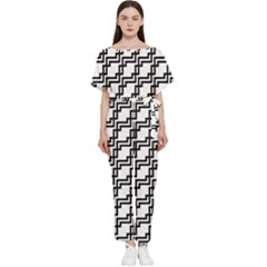 Pattern Monochrome Repeat Batwing Lightweight Chiffon Jumpsuit by Apen