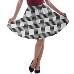 Seamless Stripe Pattern Lines A-line Skater Skirt by Apen