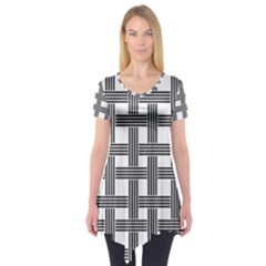 Seamless Stripe Pattern Lines Short Sleeve Tunic  by Apen