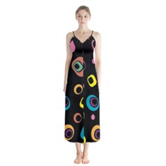 Abstract Background Retro 60s 70s Button Up Chiffon Maxi Dress by Apen