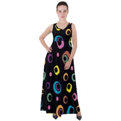 Abstract Background Retro 60s 70s Empire Waist Velour Maxi Dress by Apen