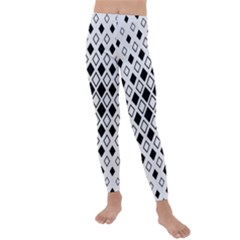 Square Diagonal Pattern Monochrome Kids  Lightweight Velour Leggings by Apen