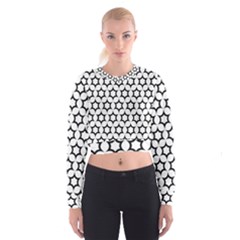 Pattern Star Repeating Black White Cropped Sweatshirt by Apen