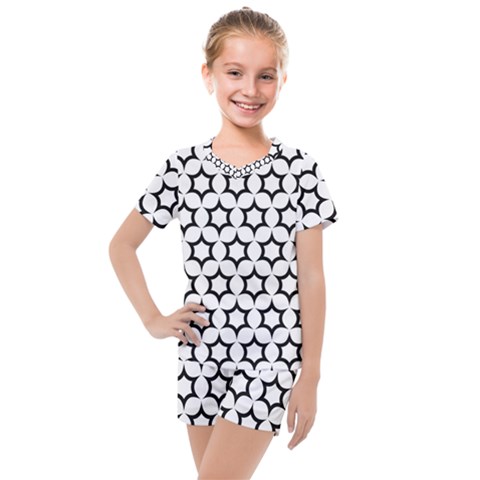 Pattern Star Repeating Black White Kids  Mesh T-shirt And Shorts Set by Apen