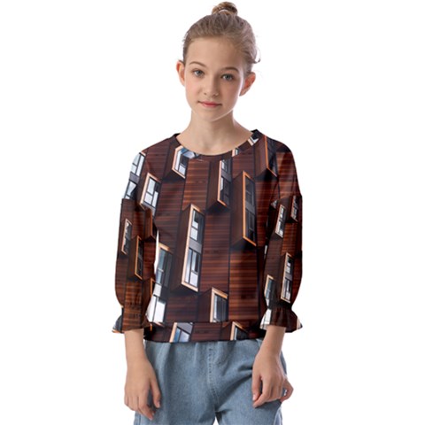 Abstract Architecture Building Business Kids  Cuff Sleeve Top by Amaryn4rt