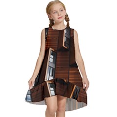 Abstract Architecture Building Business Kids  Frill Swing Dress by Amaryn4rt