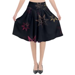 Christmas Background Motif Star Flared Midi Skirt by Amaryn4rt