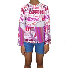 Coffee Cup Lettering Coffee Cup Kids  Long Sleeve Swimwear by Amaryn4rt