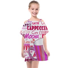 Coffee Cup Lettering Coffee Cup Kids  One Piece Chiffon Dress by Amaryn4rt