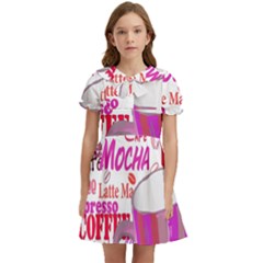 Coffee Cup Lettering Coffee Cup Kids  Bow Tie Puff Sleeve Dress by Amaryn4rt