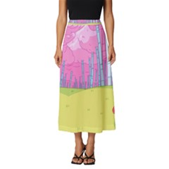 Red Mushroom Animation Adventure Time Cartoon Multi Colored Classic Midi Chiffon Skirt by Sarkoni