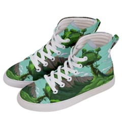 Adventure Time Cartoon Green Color Nature  Sky Women s Hi-top Skate Sneakers by Sarkoni