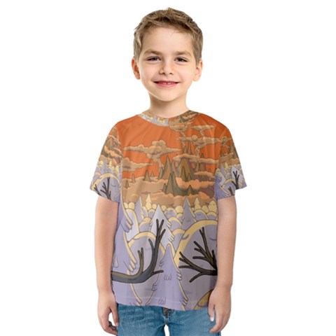 Adventure Time Cartoon Landscape Trees Kids  Sport Mesh T-shirt by Sarkoni