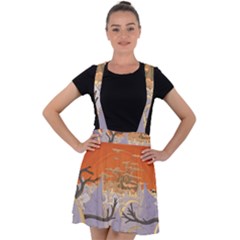 Adventure Time Cartoon Landscape Trees Velvet Suspender Skater Skirt by Sarkoni