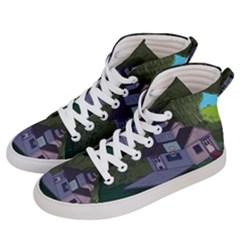 Purple House Cartoon Character Adventure Time Architecture Women s Hi-top Skate Sneakers by Sarkoni