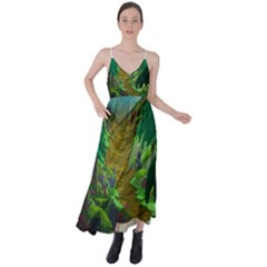 Green Pine Trees Wallpaper Adventure Time Cartoon Green Color Tie Back Maxi Dress by Sarkoni