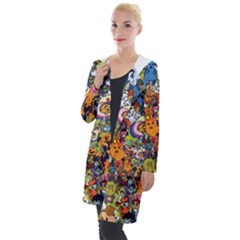 Cartoon Characters Tv Show  Adventure Time Multi Colored Hooded Pocket Cardigan by Sarkoni