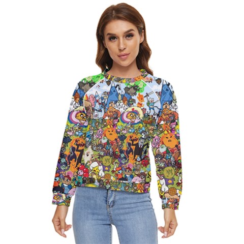 Cartoon Characters Tv Show  Adventure Time Multi Colored Women s Long Sleeve Raglan T-shirt by Sarkoni