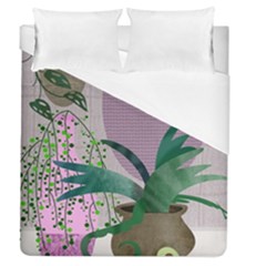 Botanical Plants Green Sheet Art Duvet Cover (queen Size) by Sarkoni