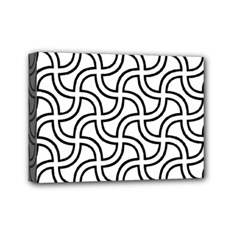 Pattern Monochrome Repeat Black And White Mini Canvas 7  X 5  (stretched) by Pakjumat