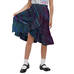 Glass Scifi Violet Ultraviolet Kids  Ruffle Flared Wrap Midi Skirt by Pakjumat