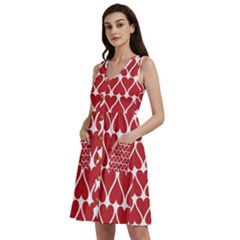 Hearts Pattern Seamless Red Love Sleeveless Dress With Pocket by Apen