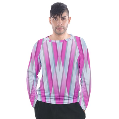 Geometric 3d Design Pattern Pink Men s Long Sleeve Raglan T-shirt by Apen