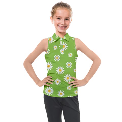 Daisy Flowers Floral Wallpaper Kids  Sleeveless Polo T-shirt by Apen