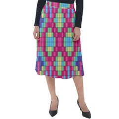 Checkerboard Squares Abstract Texture Pattern Classic Velour Midi Skirt  by Apen