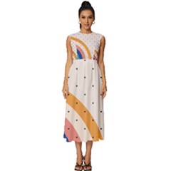 Retro Abstract Geometric Sleeveless Round Neck Midi Dress by Modalart