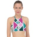 Pattern Geometric Decor Backdrop Halter Bikini Top View1