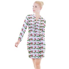 Sweet Christmas Candy Cane Button Long Sleeve Dress by Modalart