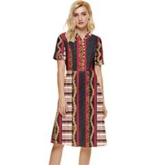 Textile Pattern Abstract Fabric Button Top Knee Length Dress by Modalart