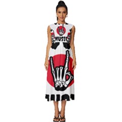 Cool Music Sleeveless Round Neck Midi Dress by Modalart