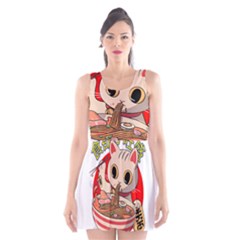 Ramen Cat Noodles Cute Japanes Scoop Neck Skater Dress by Modalart