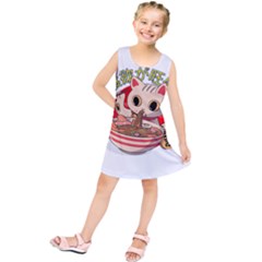 Ramen Cat Noodles Cute Japanes Kids  Tunic Dress by Modalart