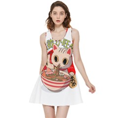 Ramen Cat Noodles Cute Japanes Inside Out Reversible Sleeveless Dress by Modalart