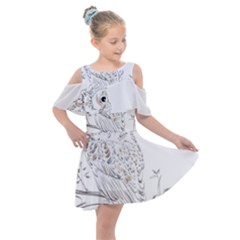 Owl Bird Wildlife Bird Of Prey Kids  Shoulder Cutout Chiffon Dress by Modalart