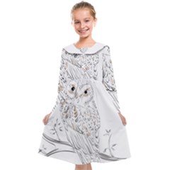 Owl Bird Wildlife Bird Of Prey Kids  Midi Sailor Dress by Modalart