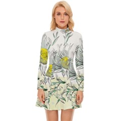 Thistle Alpine Flower Flower Plant Long Sleeve Velour Longline Dress by Modalart