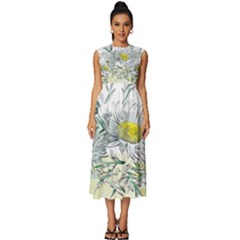 Thistle Alpine Flower Flower Plant Sleeveless Round Neck Midi Dress by Modalart